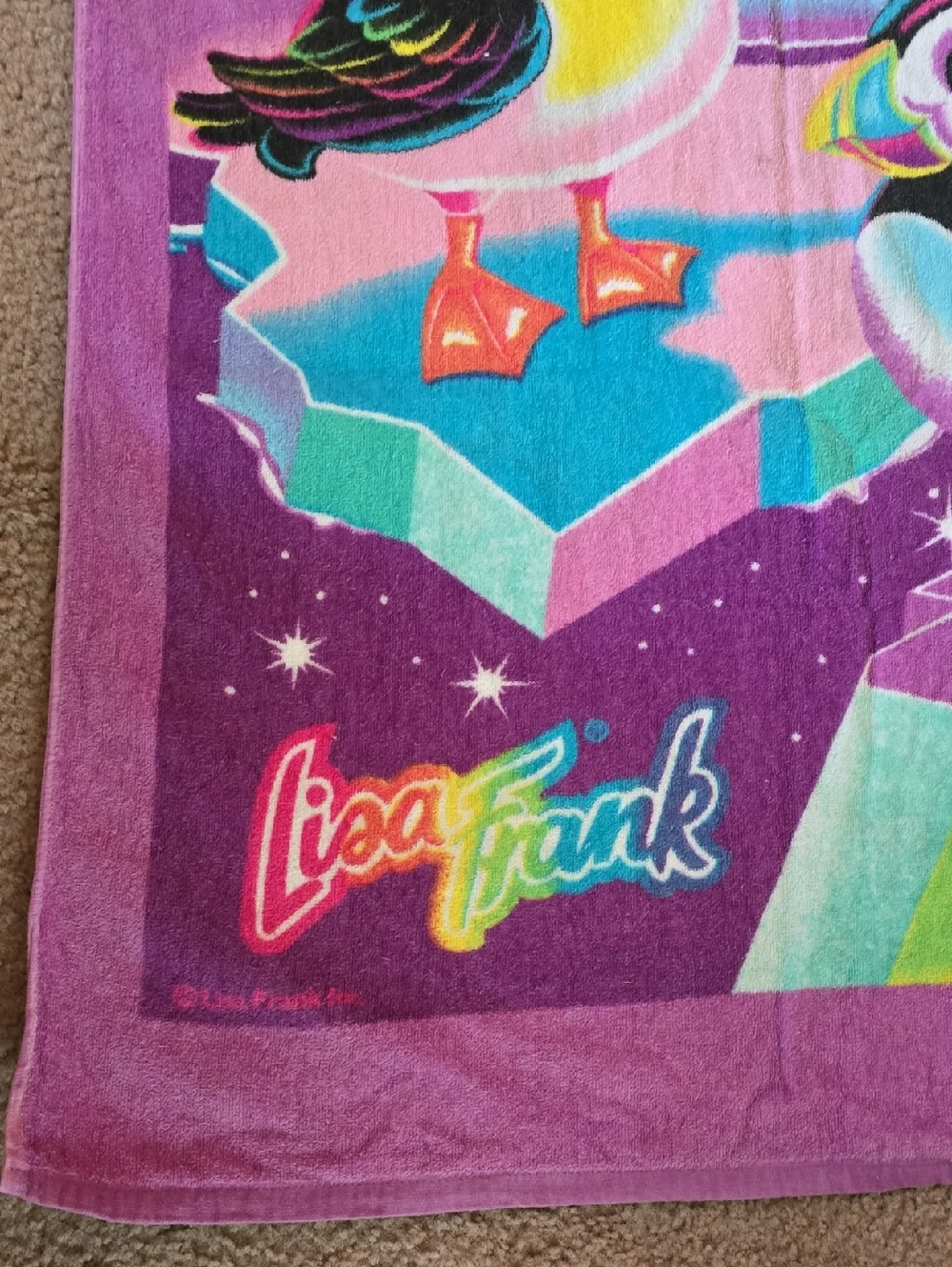 Vintage 90's Lisa Frank Roary Beach Towel